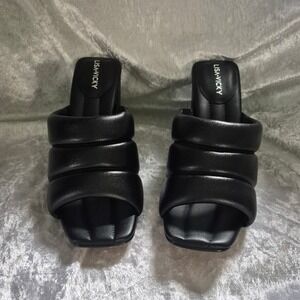 Lisa Vicky Black Sheep Nappa Padded Block Heel Mules Slides Women Size 8